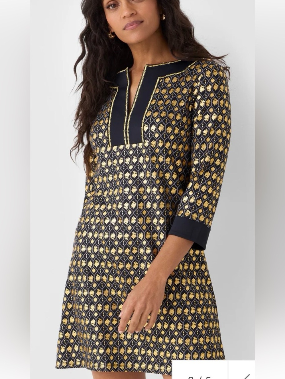 Cabana Life Black Shift Dress with Gold Medallion Print XS NWT
